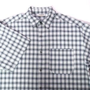 Caltop Shirt Men 3XL Blue Gray Plaid Short Sleeve Button Up USA Streetwear